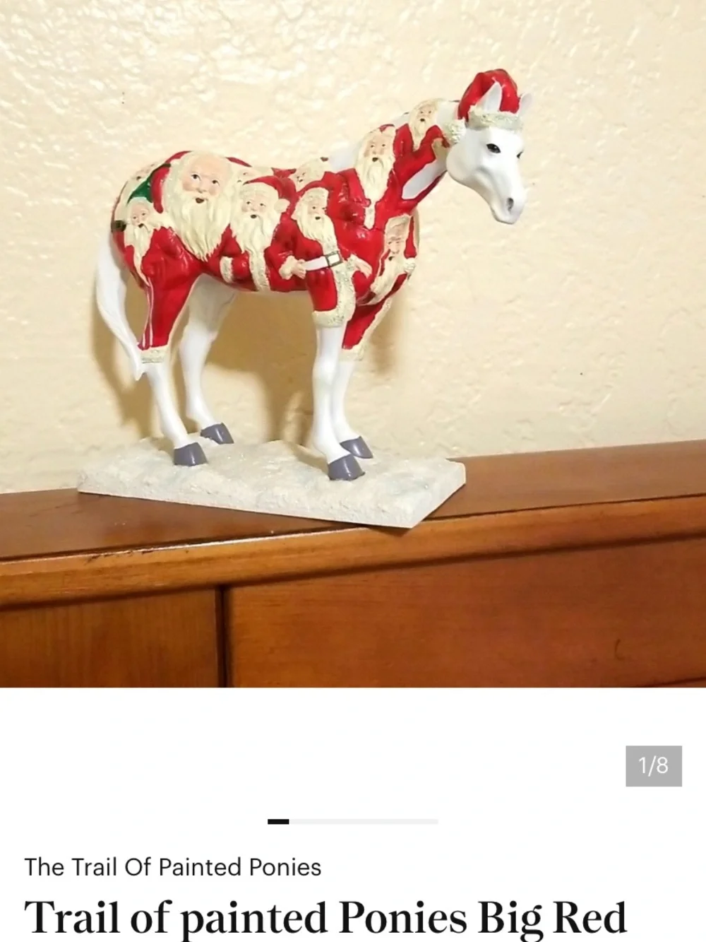 Holiday Pony Figurine in Red and White - Festive Painted Pony